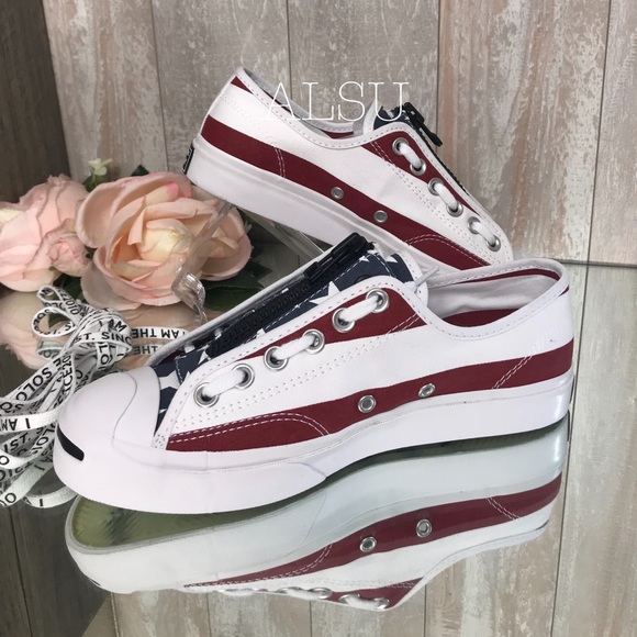 Converse Jack Purcell Zip OX Canvas White Garnet W - Picture 2 of 8